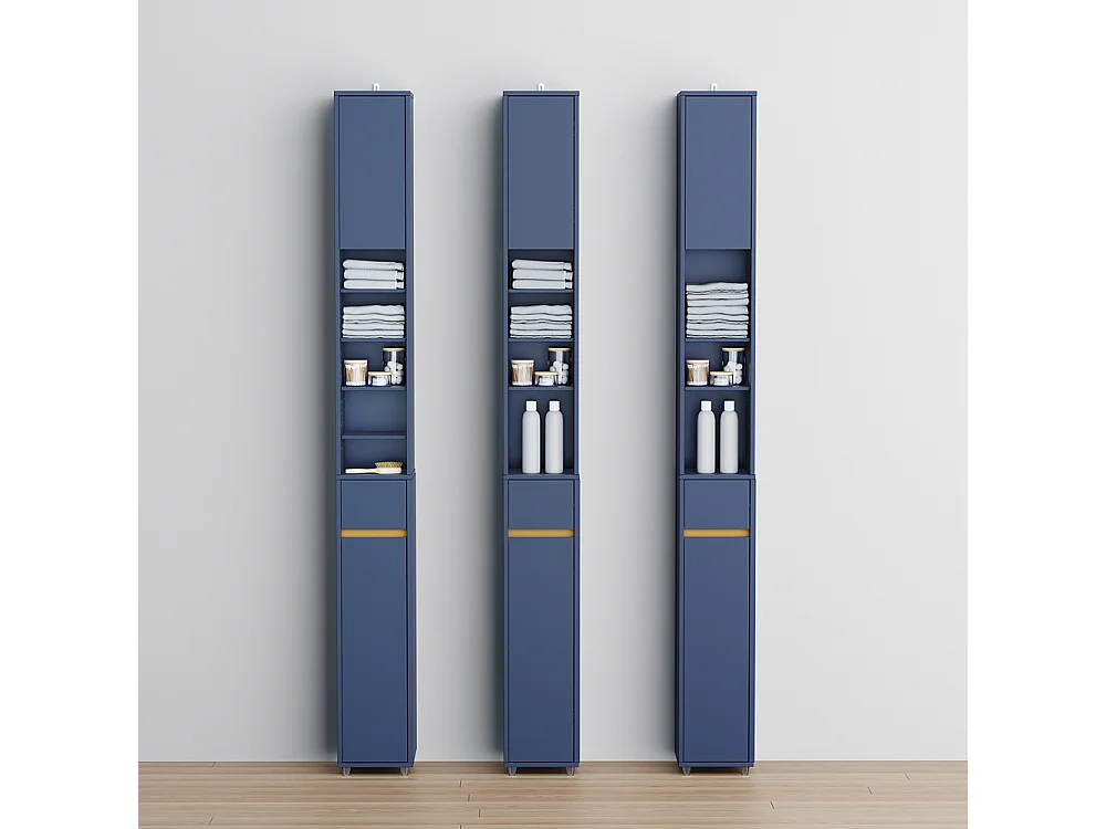 Armoire de Salle de Bain SoBuy en MDF Bleu, 20x20x180 cm