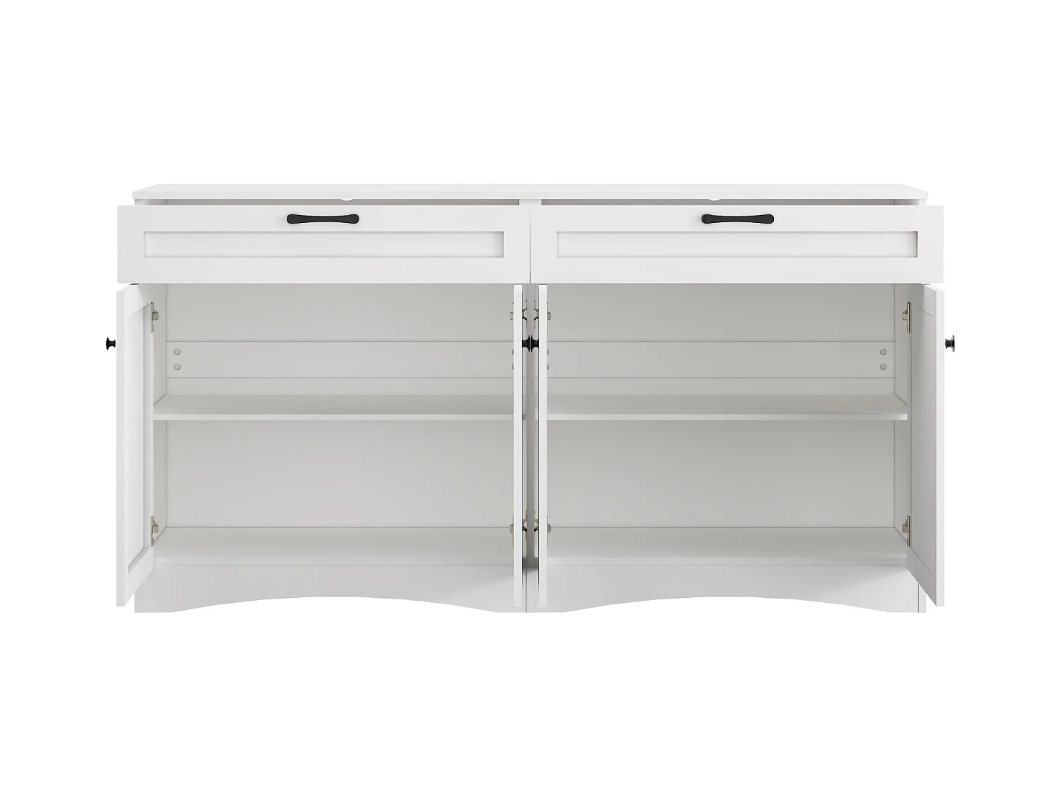 Aparador con 2 cajones y 2 armarios, para salón o comedor, 160 x 40 x 85 cm, Blanco