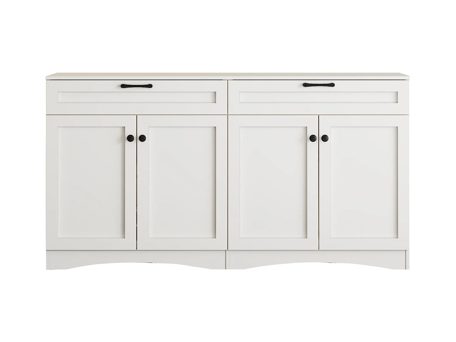 Aparador con 2 cajones y 2 armarios, para salón o comedor, 160 x 40 x 85 cm, Blanco