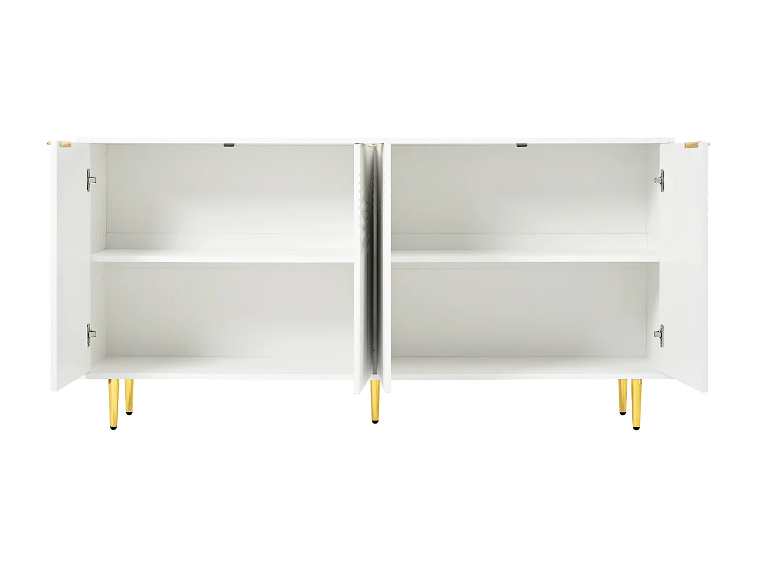 Aparador de madera para cocina y salón, 160×80×40 cm, 4 puertas, color blanco