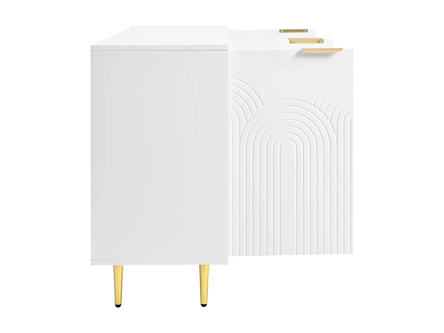 Aparador de madera para cocina y salón, 160×80×40 cm, 4 puertas, color blanco