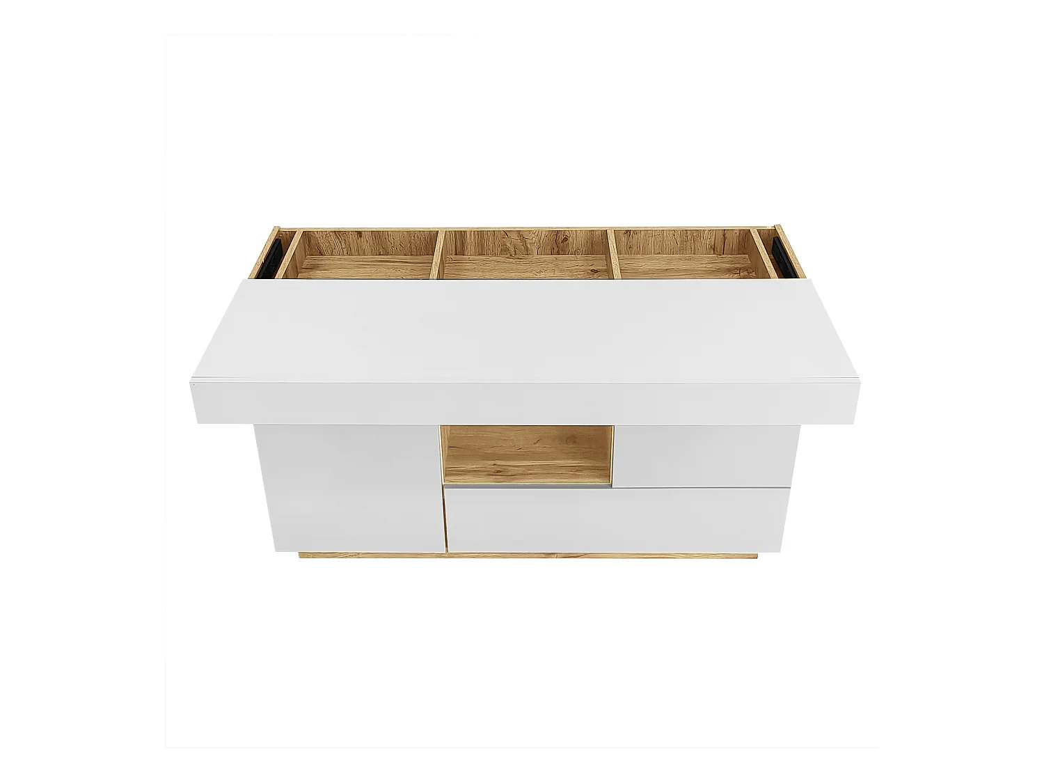 Buffet moderne avec LED colorées et tiroirs – Vitrine à la finition laquée brillante