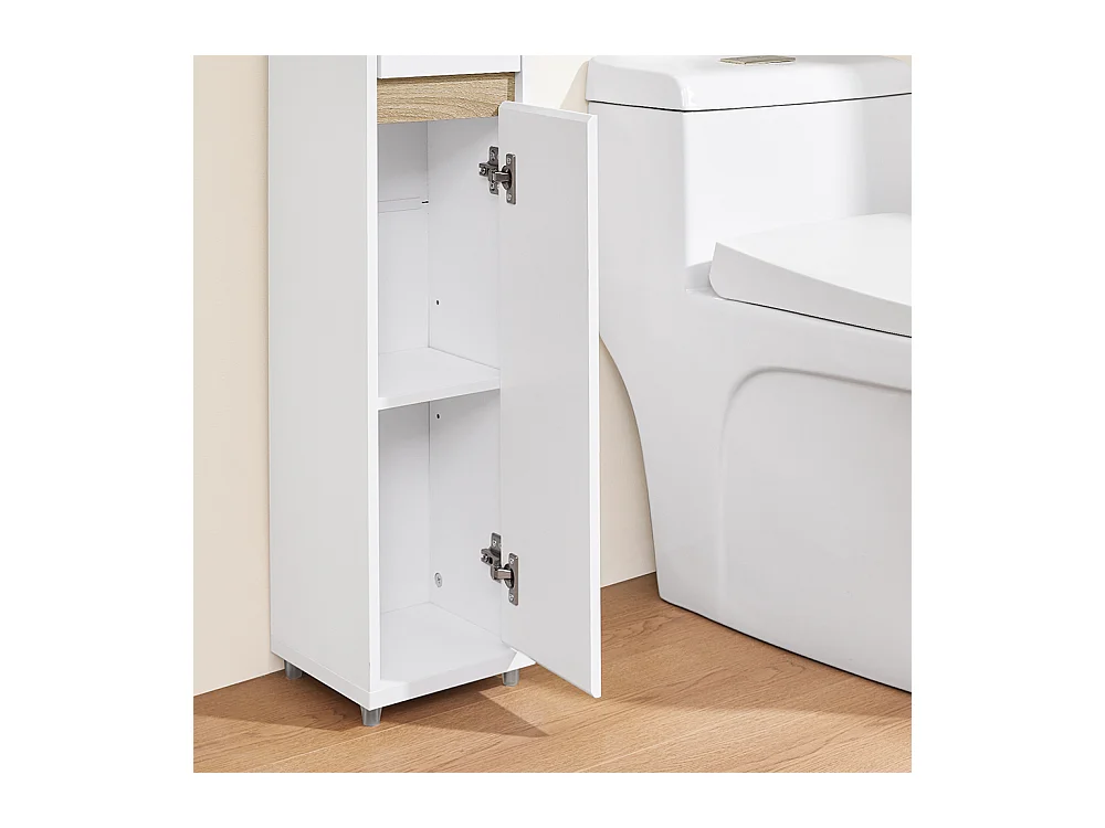 SoBuy Badkamermeubel smal met verstelbare plank en lade, wit