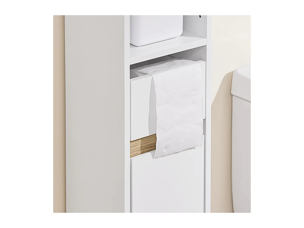 SoBuy Badkamermeubel smal met verstelbare plank en lade, wit