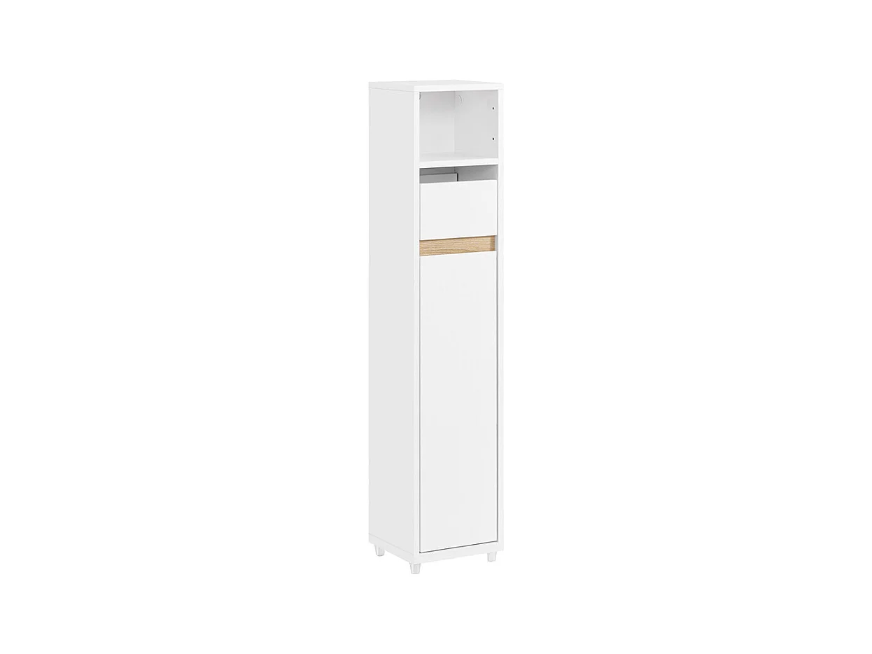 Armoire de Salle de Bain Compacte avec Étagère et Tiroir, Blanc