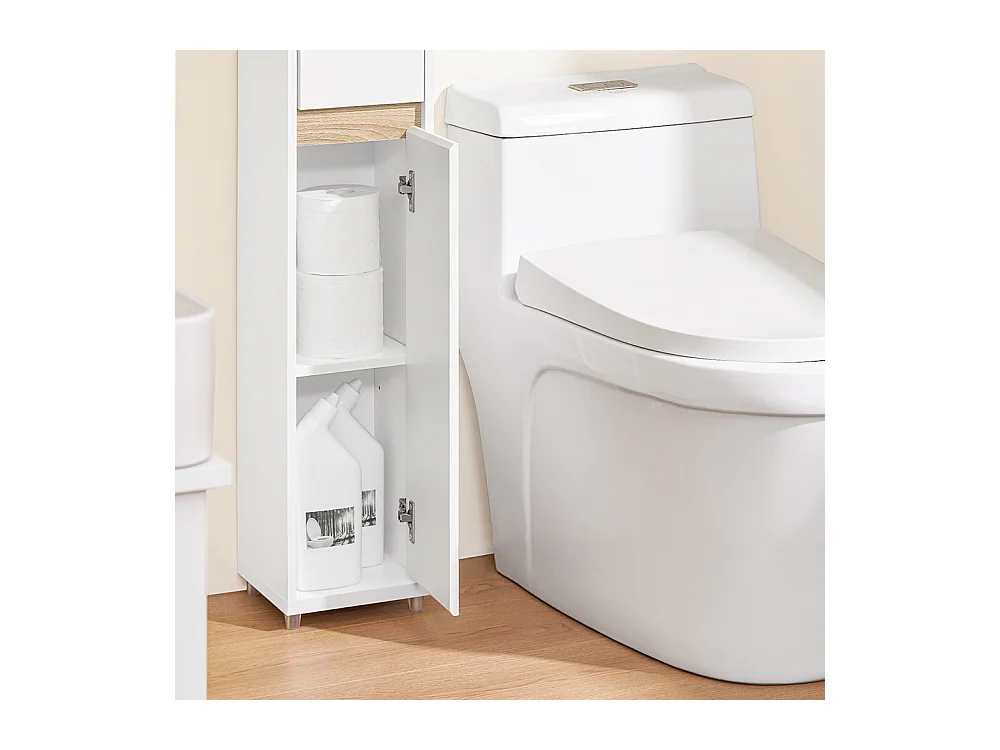 Armoire de Salle de Bain Compacte avec Étagère et Tiroir, Blanc