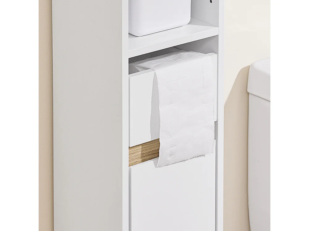 SoBuy Armário de Banho Compacto com Prateleiras e Gaveta Ajustáveis, Branco