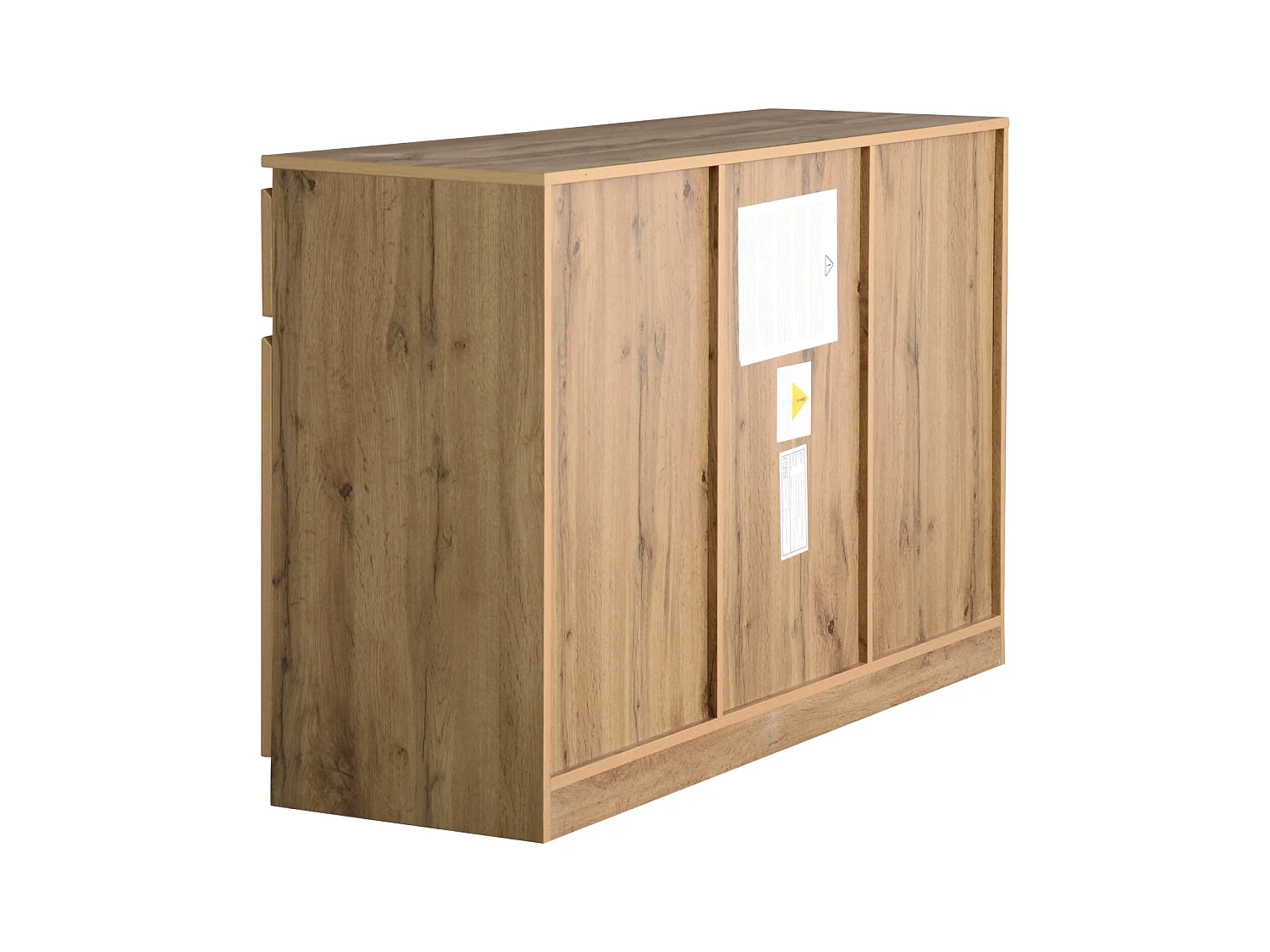 Aparador com efeito de madeira - Aparador multifuncional com 3 portas e 3 gavetas - Armário, 135 x 40 x 81 cm