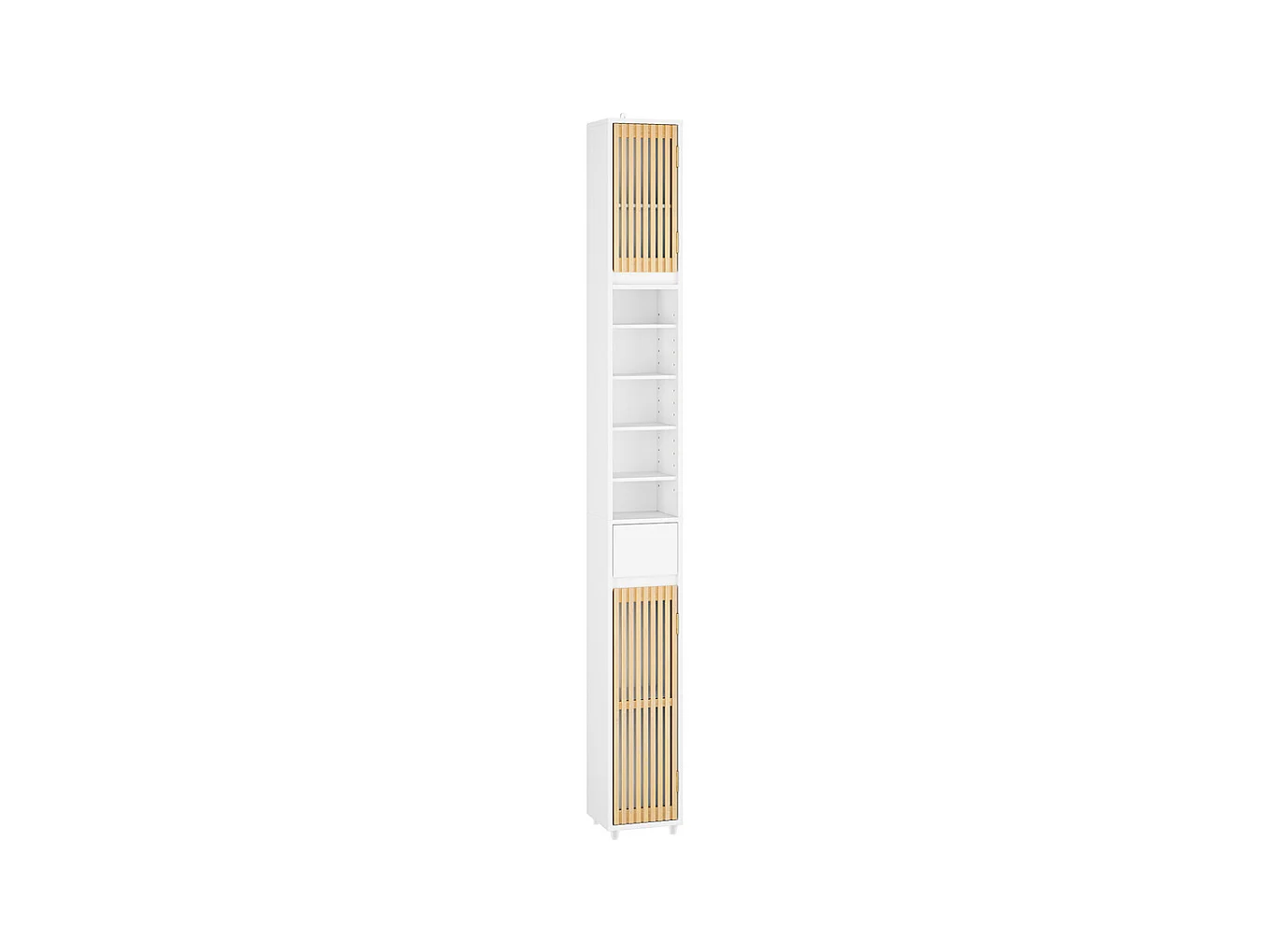 SoBuy Colonne Armoire pour Salle de Bain 6 Étagères Réglables Blanche