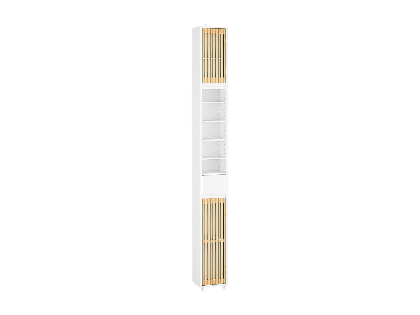 SoBuy Colonne Armoire pour Salle de Bain 6 Étagères Réglables Blanche