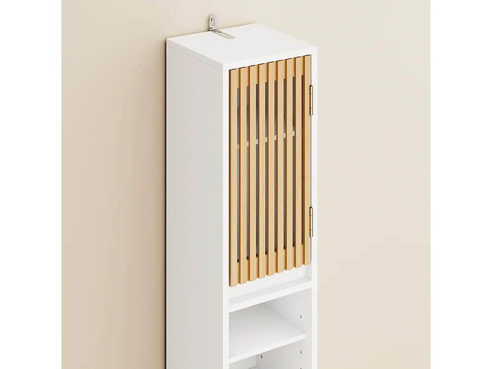 SoBuy Colonne Armoire pour Salle de Bain 6 Étagères Réglables Blanche