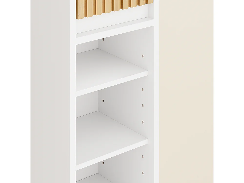 SoBuy Colonne Armoire pour Salle de Bain 6 Étagères Réglables Blanche