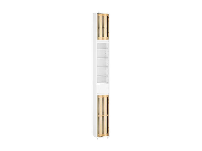 SoBuy Colonne Armoire pour Salle de Bain 6 Étagères Réglables Blanche