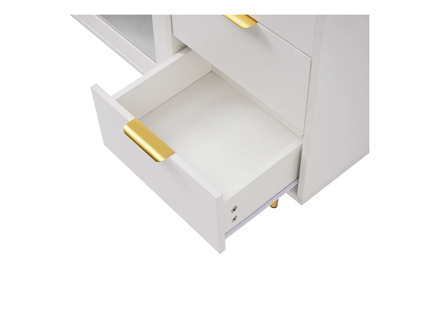 Aparador de madeira com 2 portas e 3 gavetas, 120x38x79,5 cm, para cozinha e sala de estar, branco