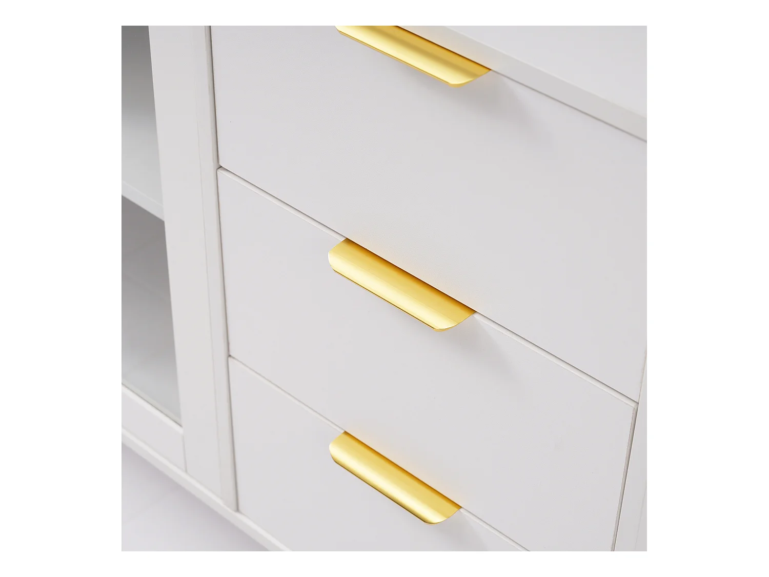 Aparador de madeira com 2 portas e 3 gavetas, 120x38x79,5 cm, para cozinha e sala de estar, branco