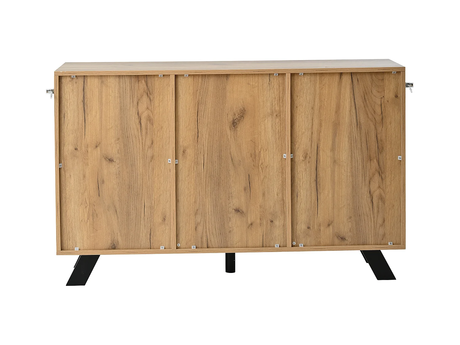 Aparador de Salón 120x38x75 cm, Mueble con 4 cajones y 2 armarios, Diseño calado, Color madera