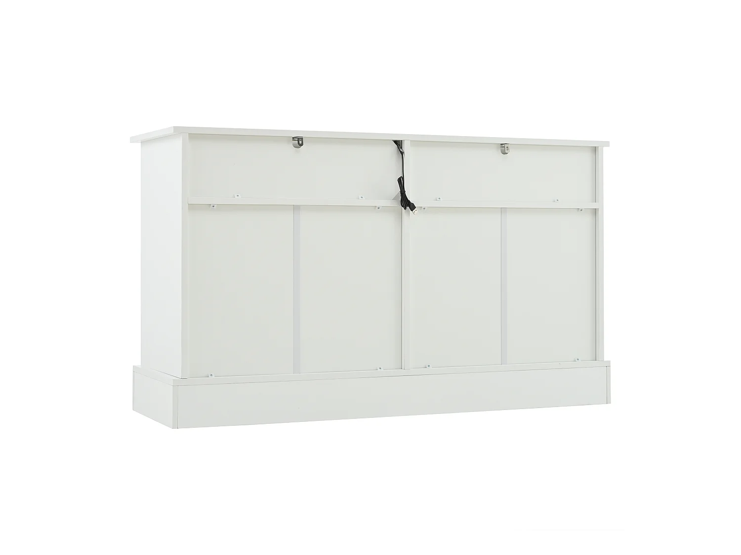 Buffet Moderne 120x40x70cm avec 6 Compartiments et LED, Sideboard Blanc à Espace de Rangement Ouvert
