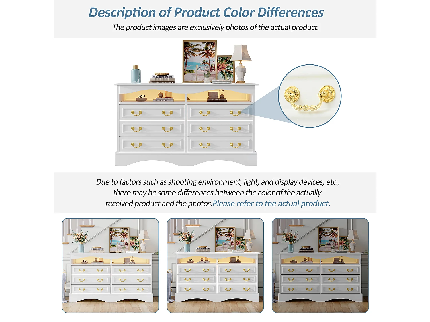 Buffet Moderne 120x40x70cm avec 6 Compartiments et LED, Sideboard Blanc à Espace de Rangement Ouvert