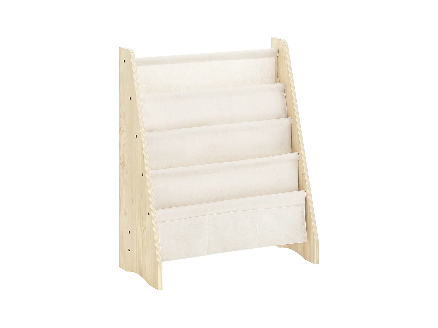 SoBuy Bibliothèque Enfant 4 Compartiments avec 3 Pochettes en Tissu Naturel