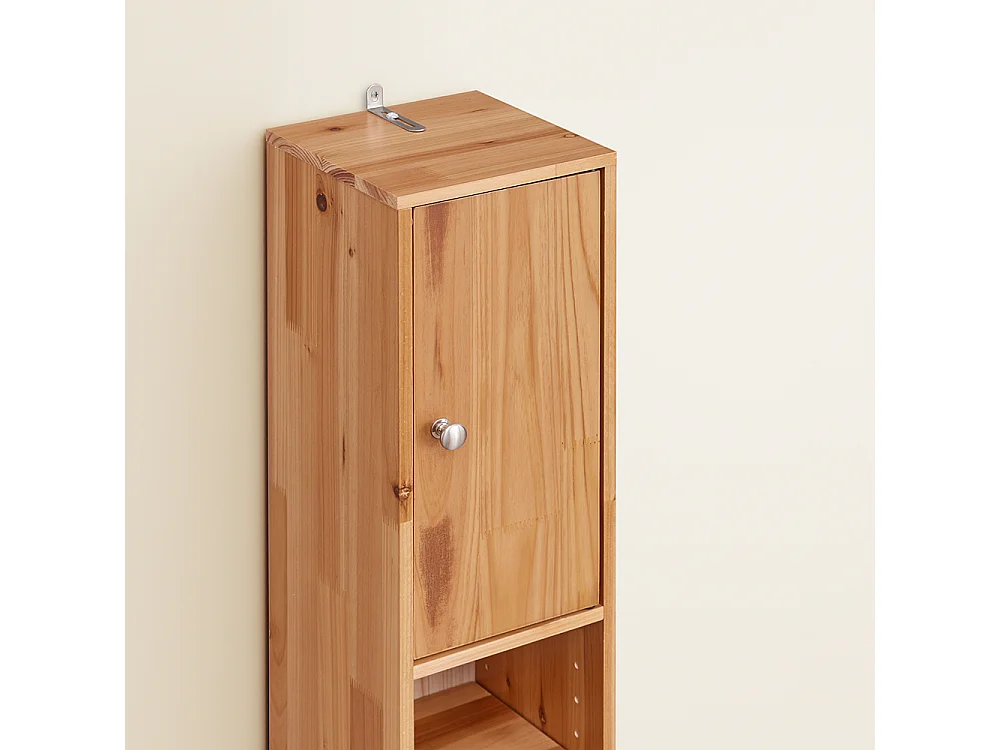 SoBuy Armoire Salle de Bain en Bois Massif avec Tiroir et Étagères Réglables