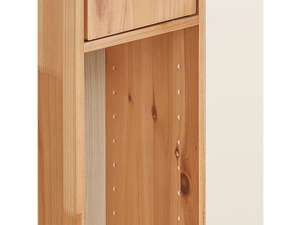 SoBuy Armoire Salle de Bain en Bois Massif avec Tiroir et Étagères Réglables