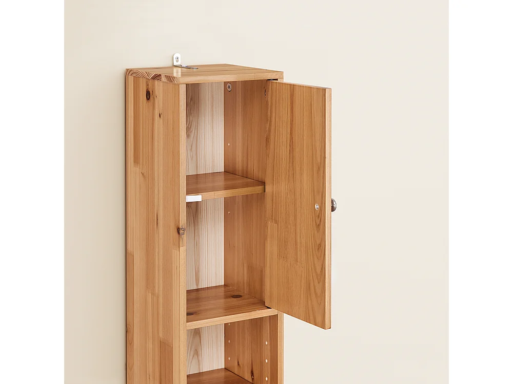 SoBuy Armoire Salle de Bain en Bois Massif avec Tiroir et Étagères Réglables