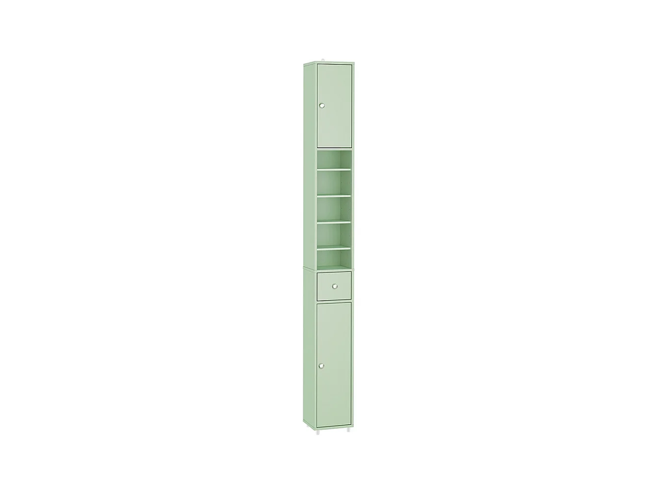 Armoire Étroite pour Salle de Bain avec Tiroir, Vert, 20x20x180 cm, BZR34-II-GR