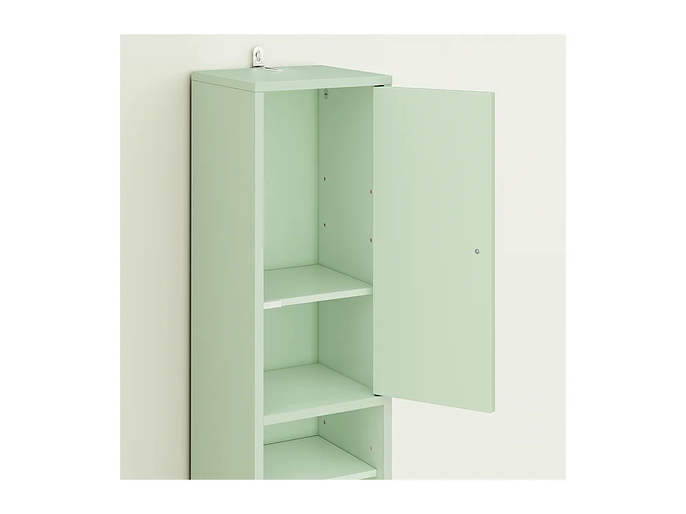 Armoire Étroite pour Salle de Bain avec Tiroir, Vert, 20x20x180 cm, BZR34-II-GR