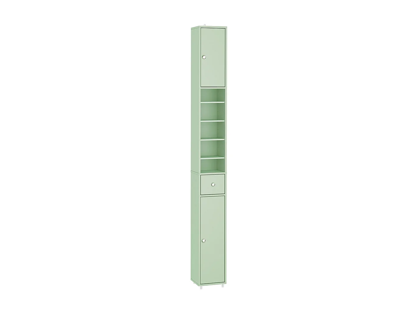 Armoire Étroite pour Salle de Bain avec Tiroir, Vert, 20x20x180 cm, BZR34-II-GR