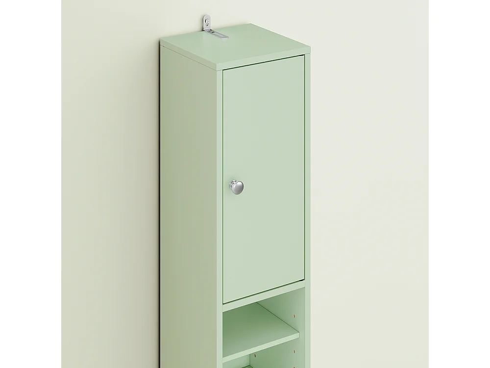 Armoire Étroite pour Salle de Bain avec Tiroir, Vert, 20x20x180 cm, BZR34-II-GR