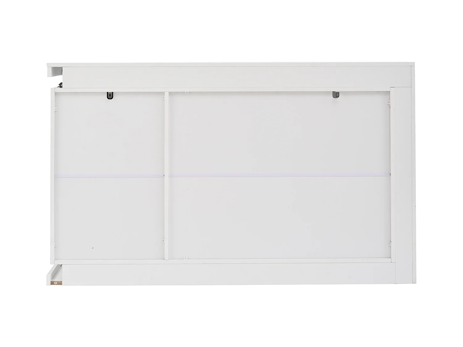 Buffet Moderne 140x40x84 cm avec Éclairage LED, Portes en Verre Trempé, Meuble Haut Brillant, Blanc