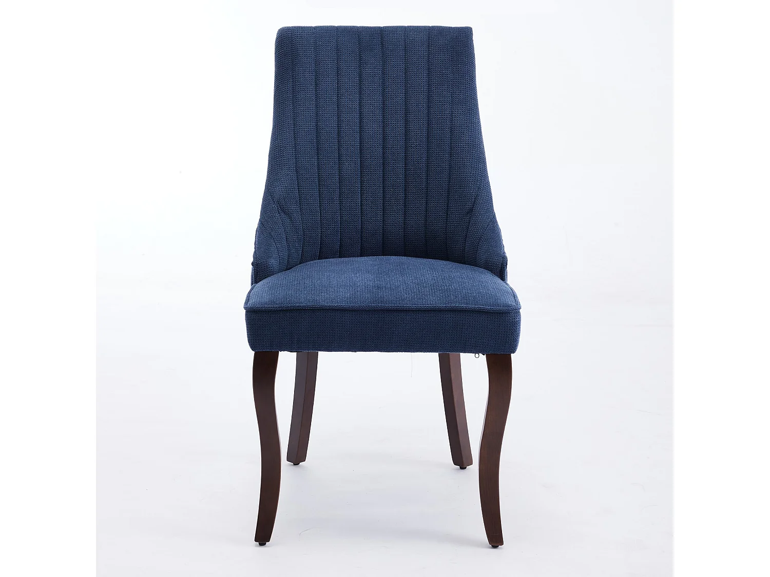 Set van 2 blauwe stoelen met gebogen houten poten en hoge rugleuningen