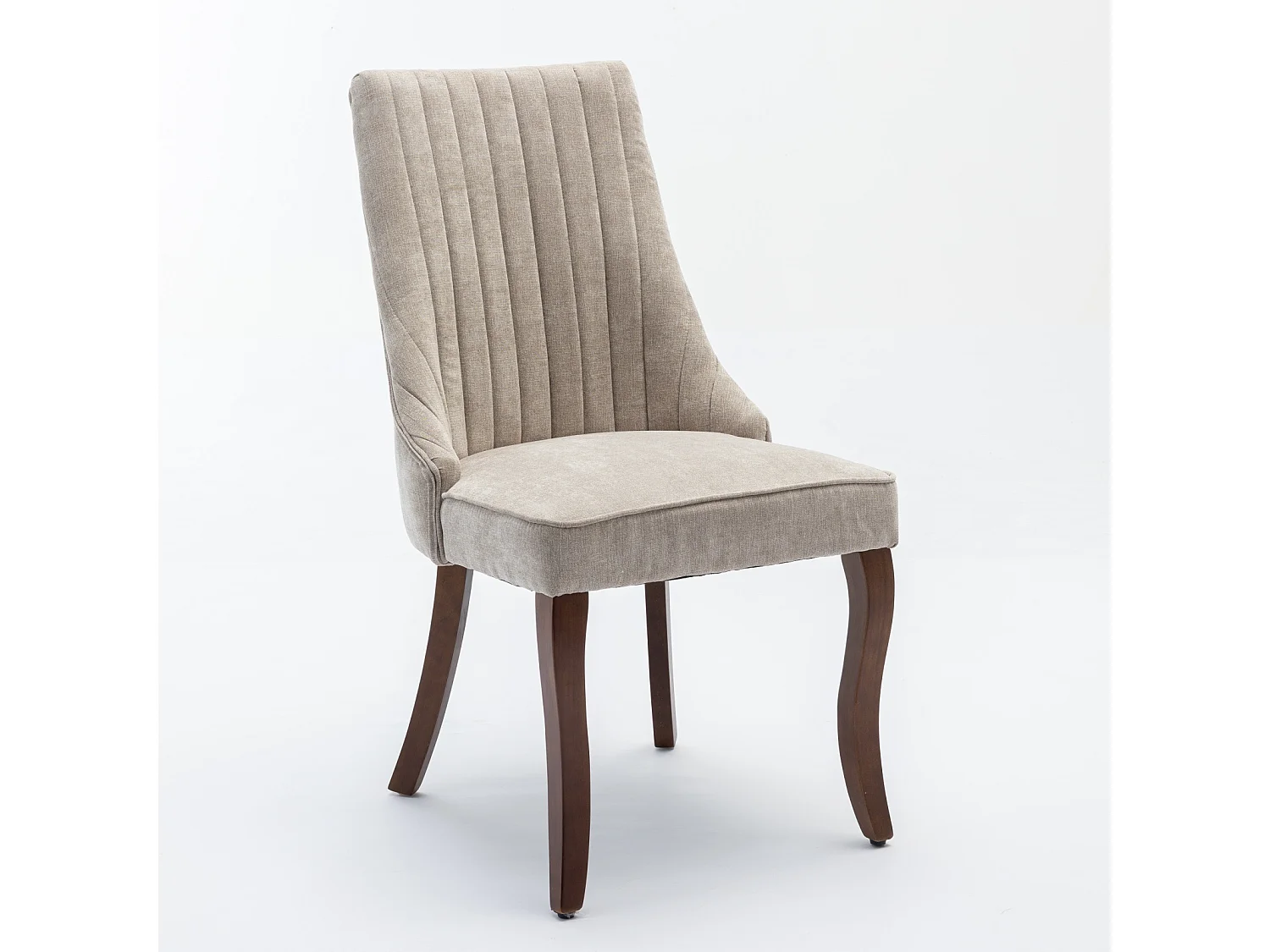 Lot de 2 chaises beiges avec pieds en bois courbés et dossiers hauts