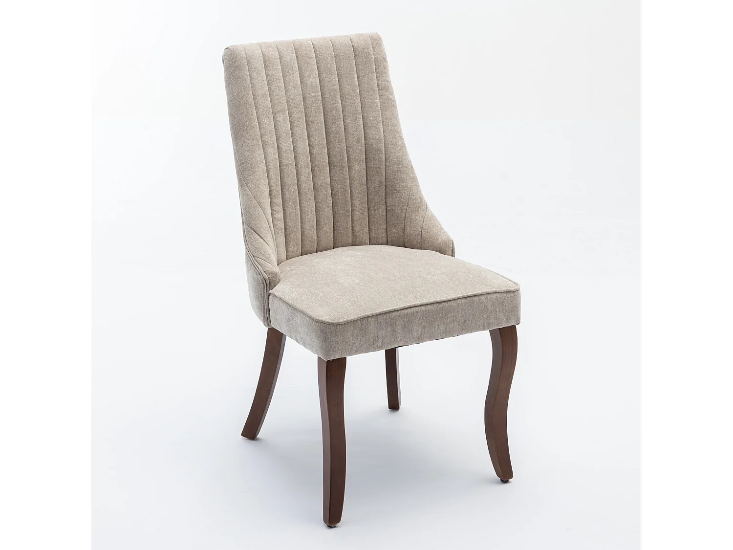 Lot de 2 chaises beiges avec pieds en bois courbés et dossiers hauts