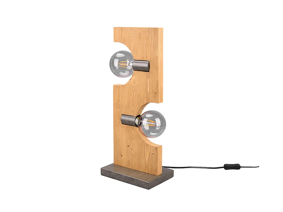 Lampada da tavolo 2 luci, legno, naturale, 22x52,5x15 cm, Tailor