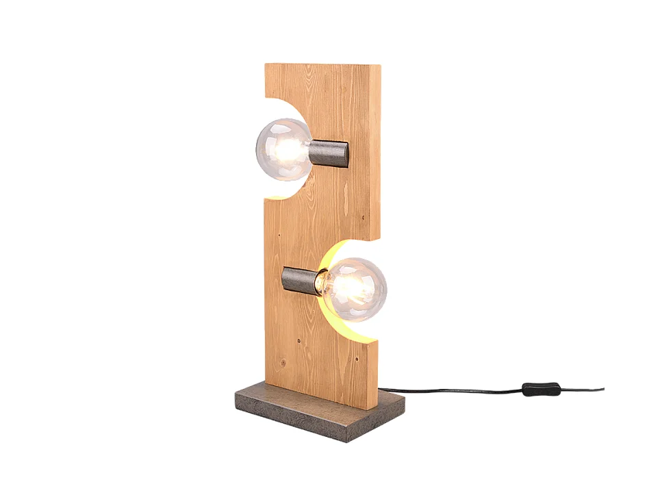 Lampada da tavolo 2 luci, legno, naturale, 22x52,5x15 cm, Tailor