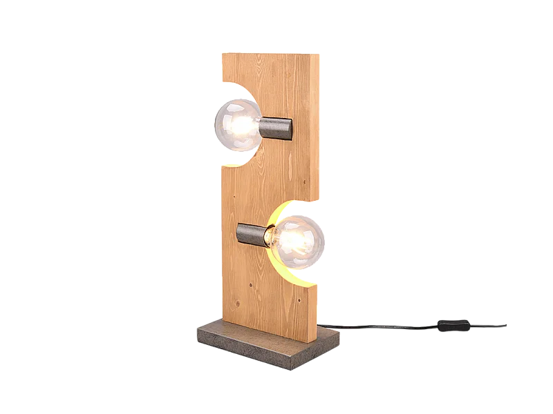 Lampada da tavolo 2 luci, legno, naturale, 22x52,5x15 cm, Tailor