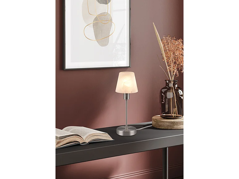 Lampada da tavolo, metallo, nichel opaco, 12x32x12 cm, Luis Ii