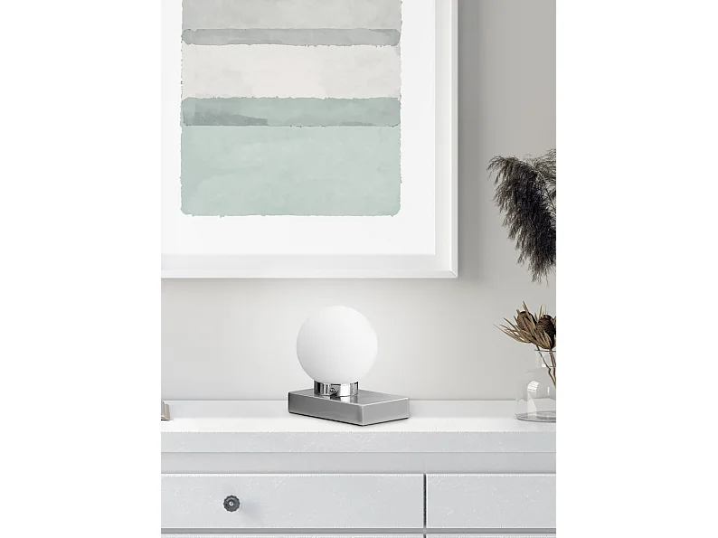 Lampada da tavolo, metallo, nichel opaco, 15x15x12 cm, Davi Ii