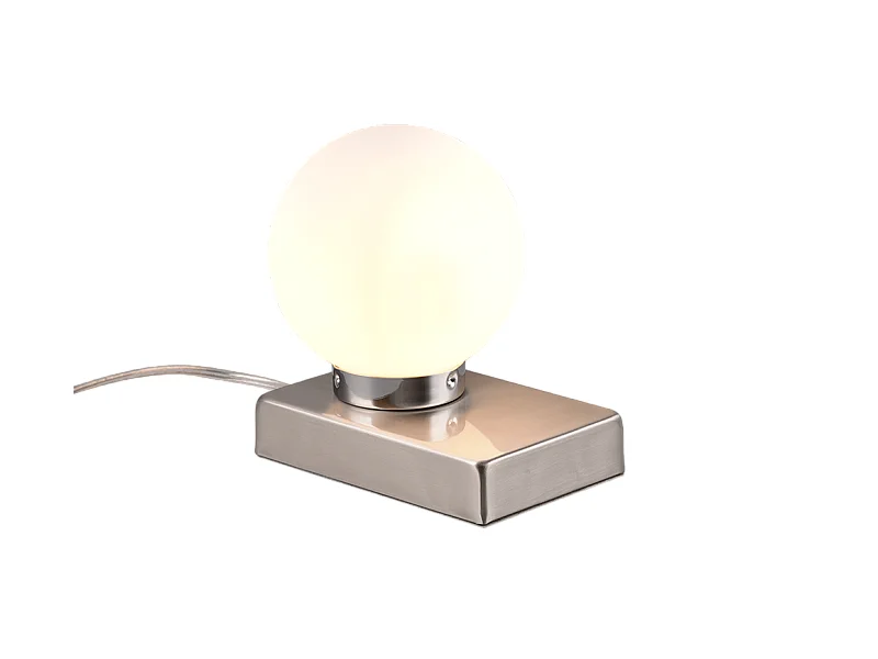 Lampada da tavolo, metallo, nichel opaco, 15x15x12 cm, Davi Ii