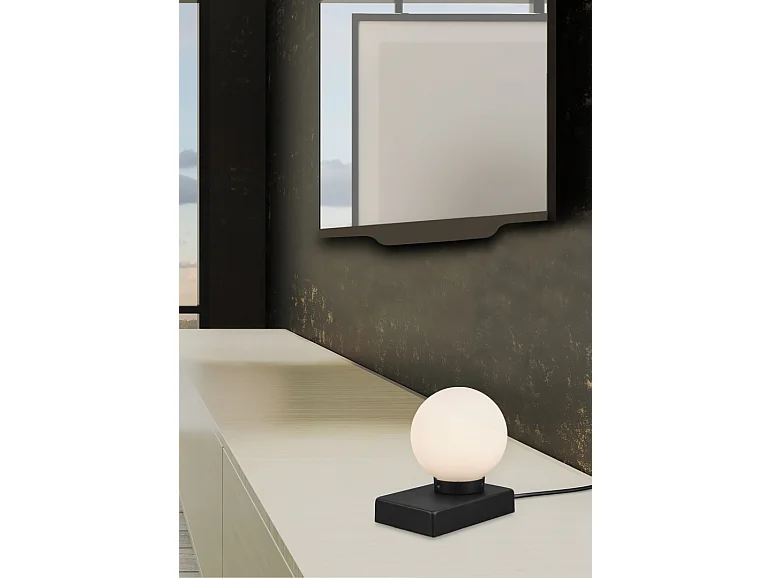 Lampada da tavolo, metallo, nero opaco, 15x15x12 cm, Davi