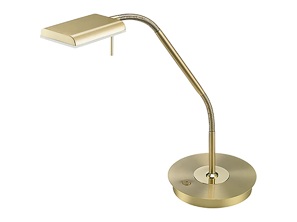 Lampada da tavolo LED, metallo, ottone satinato, 20,5x50x40 cm, Bergamo