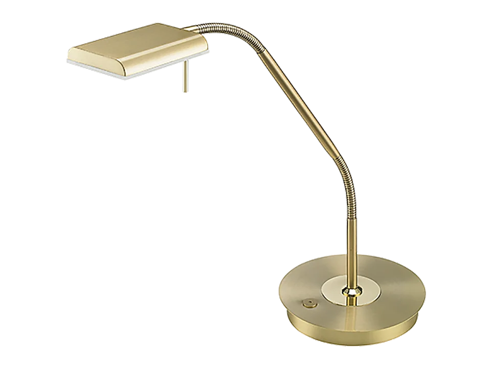 Lampada da tavolo LED, metallo, ottone satinato, 20,5x50x40 cm, Bergamo