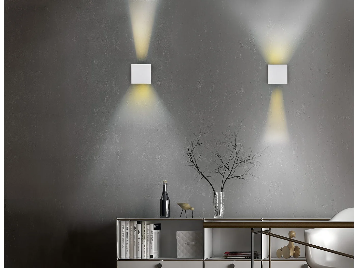 Applique da esterno LED 2 luci, metallo, titano, 10x10,5x10 cm, Talent