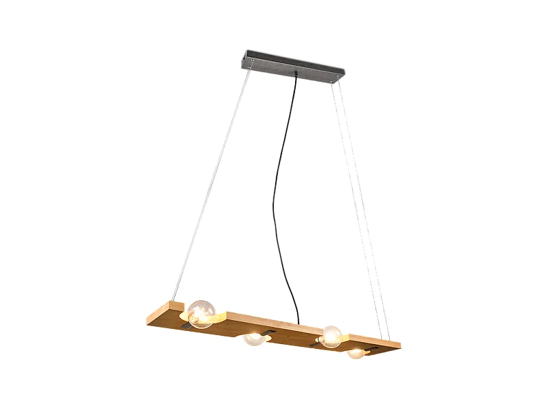 Lampada a sospensione 4 luci, legno, naturale, 115x150x20 cm, Tailor
