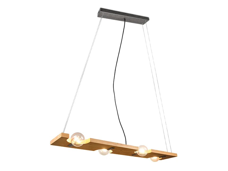 Lampada a sospensione 4 luci, legno, naturale, 115x150x20 cm, Tailor