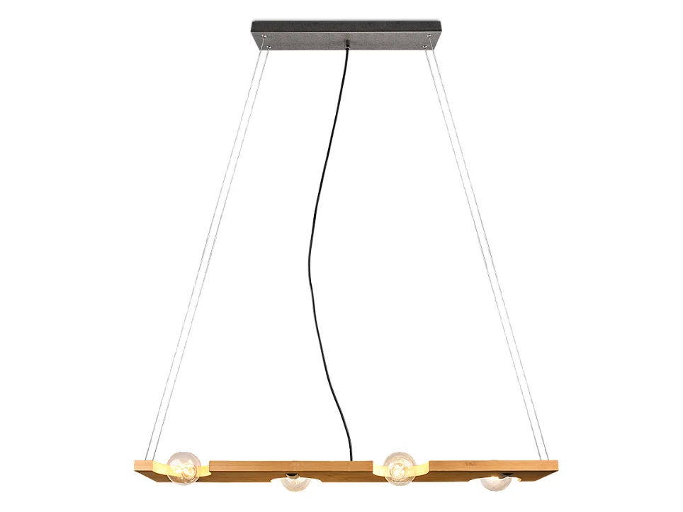 Lampada a sospensione 4 luci, legno, naturale, 115x150x20 cm, Tailor