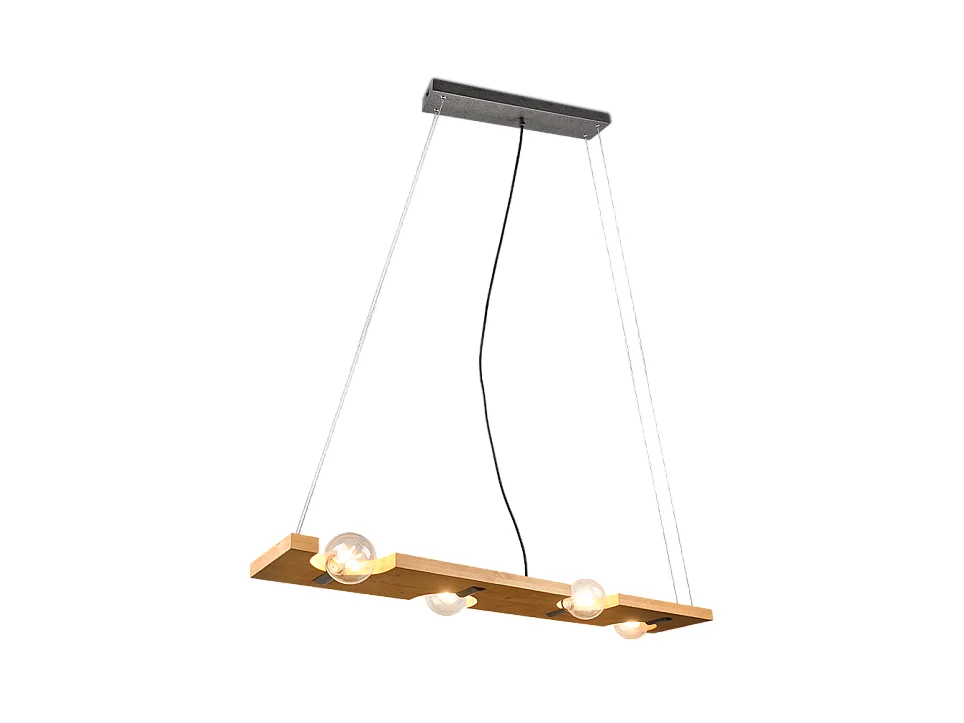 Lampada a sospensione 4 luci, legno, naturale, 115x150x20 cm, Tailor