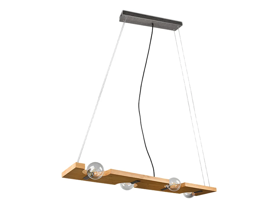 Lampada a sospensione 4 luci, legno, naturale, 115x150x20 cm, Tailor