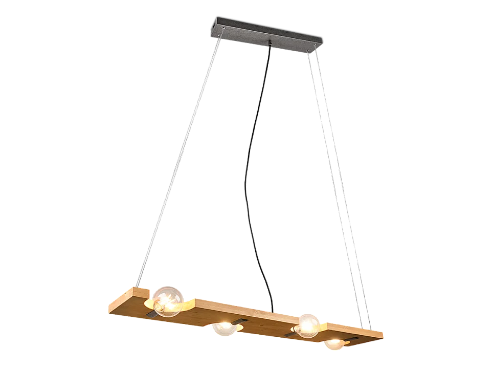 Lampada a sospensione 4 luci, legno, naturale, 115x150x20 cm, Tailor